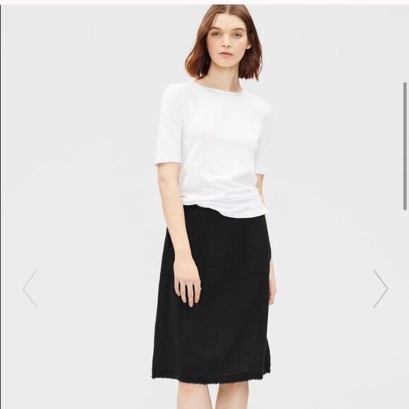 NWT Eileen Fisher Black ALine Cotton Gau - Picture 2 of 6